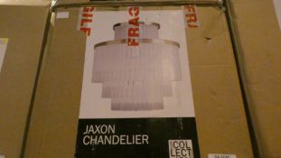 Boxed Home Collection Jaxon Stainless Steel and Crystal Glass Droplet Chandelier Ceiling Light