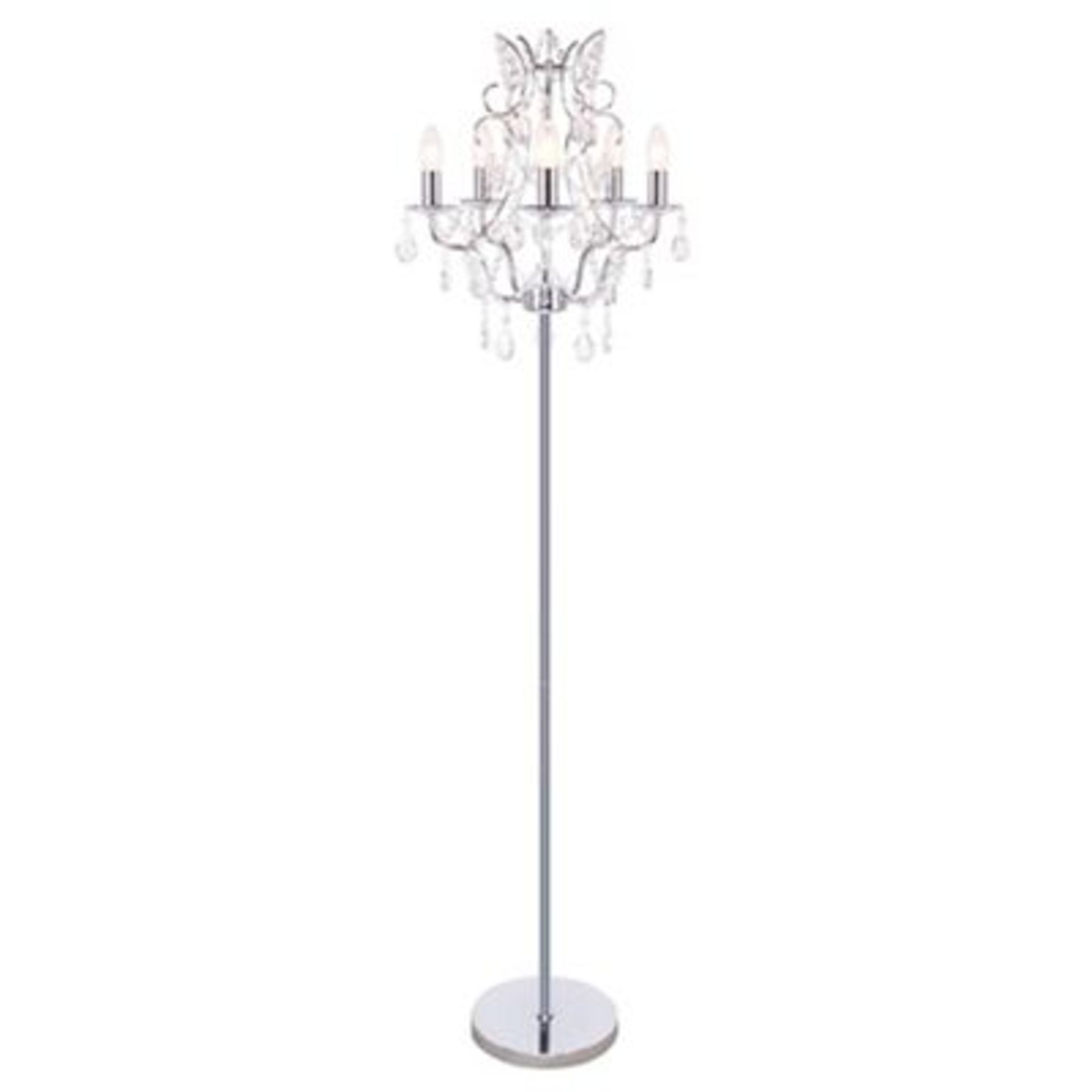 Boxed Home Collection Mia Stainless Steel Glass Droplet 5 Light Floor Lamp RRP £150 (Customer