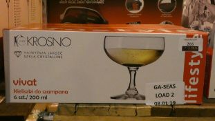 Boxed set of 6 Krosno Crystal Glass Champagne Saucers RRP £65