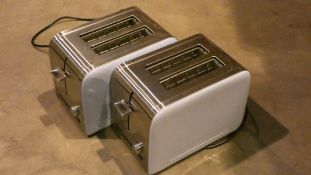Lot to Contain 2 Stainless Steel and Baby Blue Ambiano 2 Slice Toasters RRP £60 Each (Customer