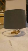 Boxed Natural Light Oak Designer Table Lamp With Grey Fabric Shade RRP £95 (Customer Return)