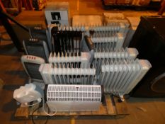Lot to Contain 14 Assorted Convection Heaters, Fan Heaters, Halogen Heaters and Oil Filled Radiators