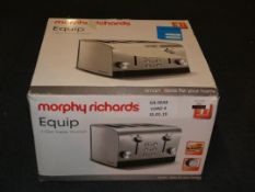 Boxed Morphy Richards Brushed Stainless Steel 4 Sliced Toaster RRP £40 (Customer Return)