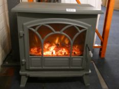 Grey Freestanding Electric Log Effect Fire Dual Heat Control RRP £80