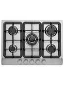 Boxed UBGHDFFJ70SS 70cm Stainless Steel 5 Burner Gas Hob RRP £125(Customer Return)