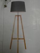 Noah Wood Base Fabric Shade Floor Standing Lamp RRP £110 (Customer Return)