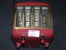 Red and Stainless Steel Dualit 4 Slice Toaster RRP £65 (Unboxed Customer Return)