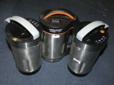 Lot to Contain 3 Assorted Stainless Steel Soup Makers By Salter and Morphy Richards Combined RRP £