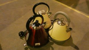 Lot to Contain 3 Assorted Russell Hobbs and Morphy Richards Cordless Jug Kettles Combined RRP £90 (