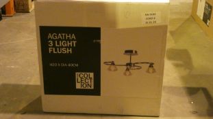Boxed Home Collection Agatha 3 Light Flush Ceiling Light Fitting RRP £50 (Customer Return)