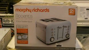 Boxed Morphy Richards Accents Azure Special Edition 4 Slice Toaster RRP £60 (Customer Returns)