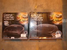 Lot to Contain 2 Boxed George Foreman 5 Portion Fat Reducing Health Grills Combined RRP £70