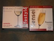 Lot to Contain Two Assorted Glass Packs to include Krosno Sensei Passion Champagne Flutes and Krosno