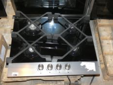 Apelson Stainless Steel and Black Gas on Glass Hob