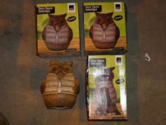Lot to Contain Three Boxed Decorative Articasa Ceramic Decorative Garden Owls