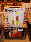 Lot to Contain 2 Boxed Assorted Kitchen Items to Include a Russell Hobbs 2 Slice Toaster and a