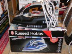 Lot to Contain 2 Assorted Boxed and Unboxed Russell Hobbs Power Steam Pro 2600W Steam Irons