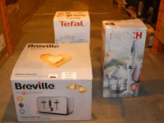Lot to Contain 3 Assorted Items to Include a Boxed Breville Outline Collection 4 Slice Toaster,