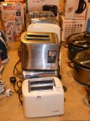 Lot to Contain 7 Assorted 2 and 4 Slice Toasters by Bosch, Morphy Richards, Dualit, Breville and