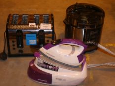Lot to Contain 3 Assorted Items Pressure King Pro Pressure Cooker Stainless Steel 4 Slice Toaster