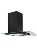 Boxed UBLED90BK 90cm Curved Glass Cooked Hood Black with LED