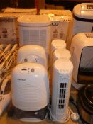 Lot to Contain 6 Assorted Mini Dehumidifiers Tower Fans Easy Home Dehumidifiers