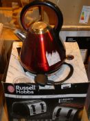 Lot to Contain 2 Assorted Russell Hobb Legacy Items a Cordless Kettle and a 4 Slice Toaster Combined