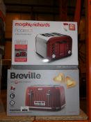 Lot to Contain 2 Boxed 4 Sliced Toasters Morphy Richards and Breville Combinded RRP £90