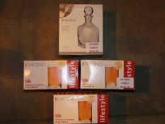 Lot to Contain Four Assorted Items to include Krosno Glass Decanters and Krosno Pack of Six Drinking