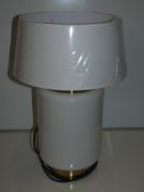 Large White Vase Base Gold Rim Designer Table Lamp With Oversized Shade From A High-End Lighting