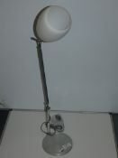 Adjustable Silver Designer Desk Lamp With Opal Glass Shade From A High-End Lighting Company (