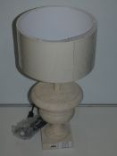 Old Roman Stone Design Table Lamp With Cream Fabric Shade From A High-End Lighting Company (Chelsom)