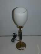 Gold And Black Base Opal Glass Shade Uplighter Lamp From A High-End Lighting Company (Chelsom)