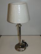 Silver Painted Hammered Effect Designer Table Lamp With Fabric Shade From A High-End Lighting