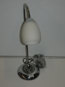 Polished Silver Glass Opal Shade Desk Lamp From A High-End Lighting Company (Chelsom) RRP £160