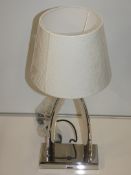 Silver Arch Cream Fabric Shade Designer Table Lamp From A High-End Lighting Company (Chelsom) RRP £