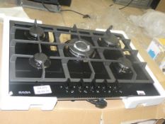 Boxed Saga Five Burner Gas On Glass Designer Hob