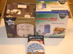 Assorted Baby Items To Include Gro-Clock Amazing Sleep Trainers, Tommy Tippee Bottle Sterilisers And