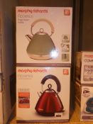 Boxed Morphy Richards Accents Cordless Jug Kettles In Red And Sage Green RRP £35 Each