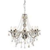 Boxed Home Collection Mackenzie Stainless Steel And Glass Droplet Eight Arm Chandelier RRP £280