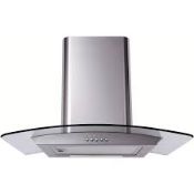 Boxed 60Cm Curved Stainless Steel And Glass Cooker Hood