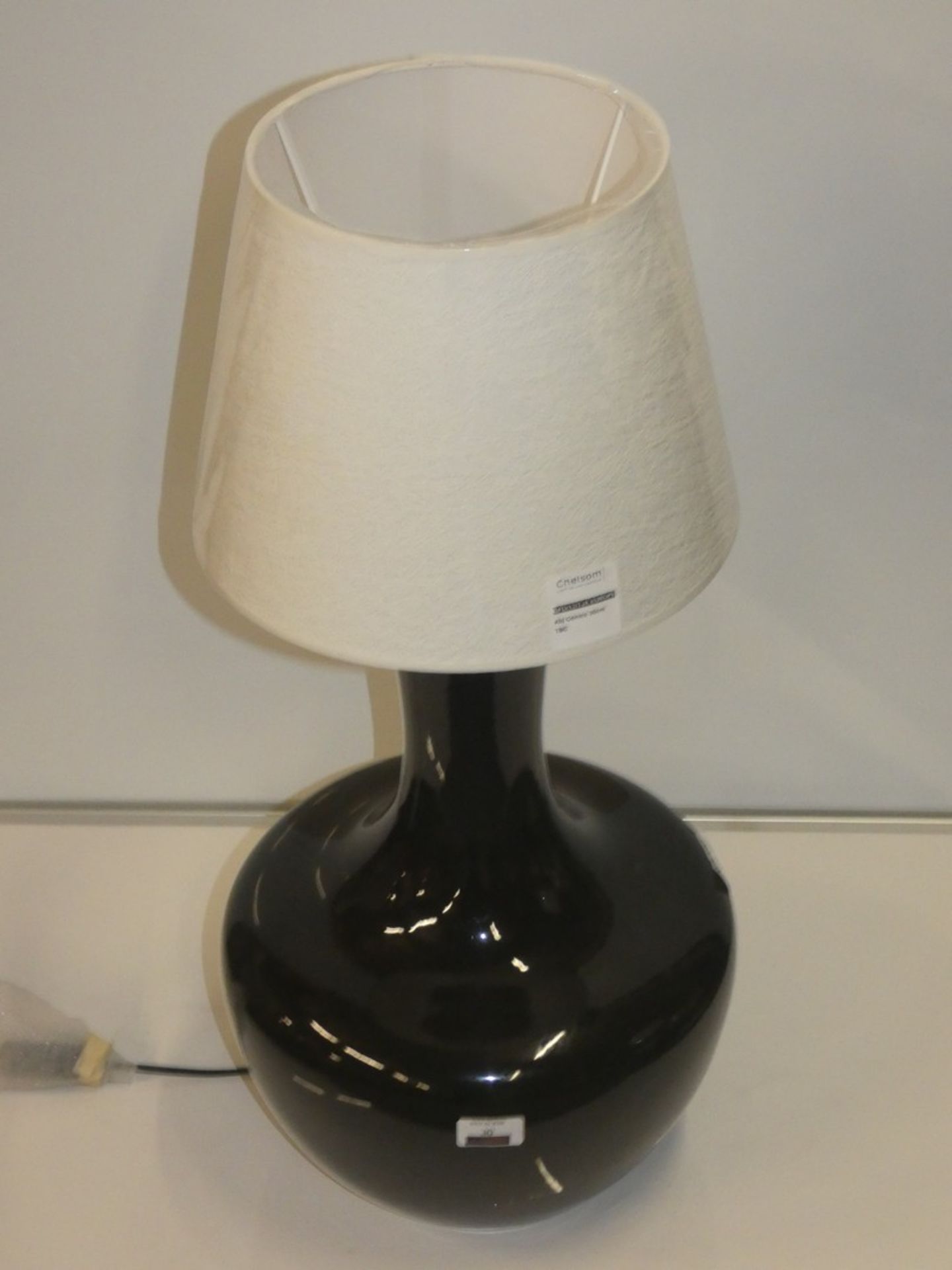 Black Vase Base Fabric Shade Designer Table Lamp From A High-End Lighting Company (Chelsom) RRP £