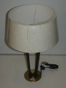 Antique Brass Cross Brace Cream Shade Designer Table Lamp From A High-End Lighting Company (Chelsom)