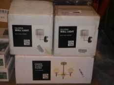 Lot To Contain Four Assorted Lighting Items To Include A Home Collection Caden Three Light Flush