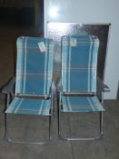 Lot To Contain Two Blue And White Folding Chequered Deck Chairs
