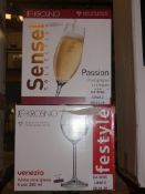 Lot To Contain Two Boxed Assorted Sets Of Glasses To include Krosno Venesia White Wine Glasses And