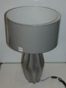 Grey Painted Base 60Cm Grey Fabric Shade Designer Table Lamp From A High-End Lighting Company (