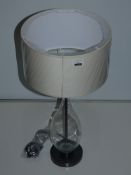 Clear Glass Linen Fabric Shade Designer Table Lamp From A High-End Lighting Company (Chelsom) RRP £