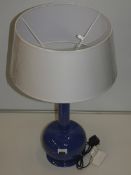 Coral Blue Designer Table Lamp With Fabric Shade From A High-End Lighting Company (Chelsom) RRP £90