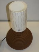 Designer Table Lamp To Include Beehive Base And Grey And White Aztec Print Cylinder Shade From A